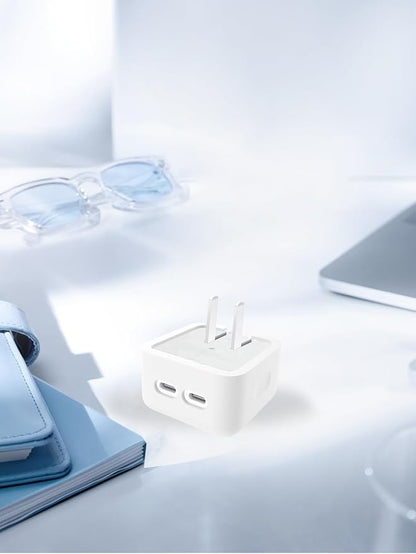 Case for Apple 35W Dual USB-C Port Compact Power Adapter, WUNIAK Soft Silicone Protective Portable Scratch Shock Resistant Shell, Protective Case for Apple 35W Dual USB-C Charger, White