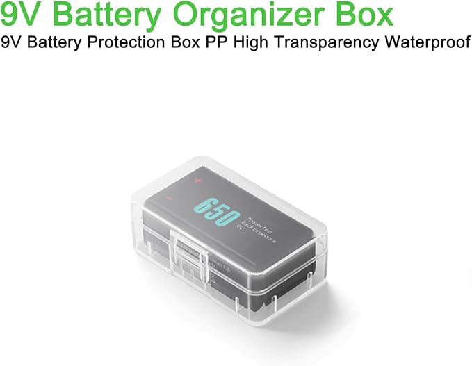 Heyiarbeit Battery Organizer Box PP Battery Storage Case Battery Holder Storage for 9V Carrying Battery Transparent 5Pcs