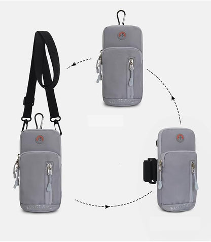 Sport Running Armband Wristband Cell Phone Holder Pouch Case Crossbody Purse Arm Bag for iPhone 13 12 Pro Max Samsung Galaxy S21 FE S20 S22 Ultra Note 10+ Plus A03S A12 Google Pixel 6 (Grey)