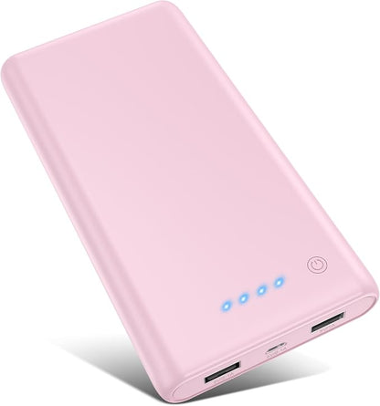 Portable Charger Power Bank 25,800mAh,Ultra-High Capacity Fast Phone Charging with Intelligent Smart IC,2 USB Port External Cell Phone Battery Pack Compatible with iPhone 17 16 15,Samsung,Android-Pink