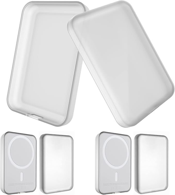 2 Pack Case Compatible with Magsafe Battery Pack Cover, GHIJKL Ultra-Thin TPU Shockproof Case Slim Scratch Resistant Cover Protective Bumper Shell for Magsafe Battery Pack (Clear/Clear)
