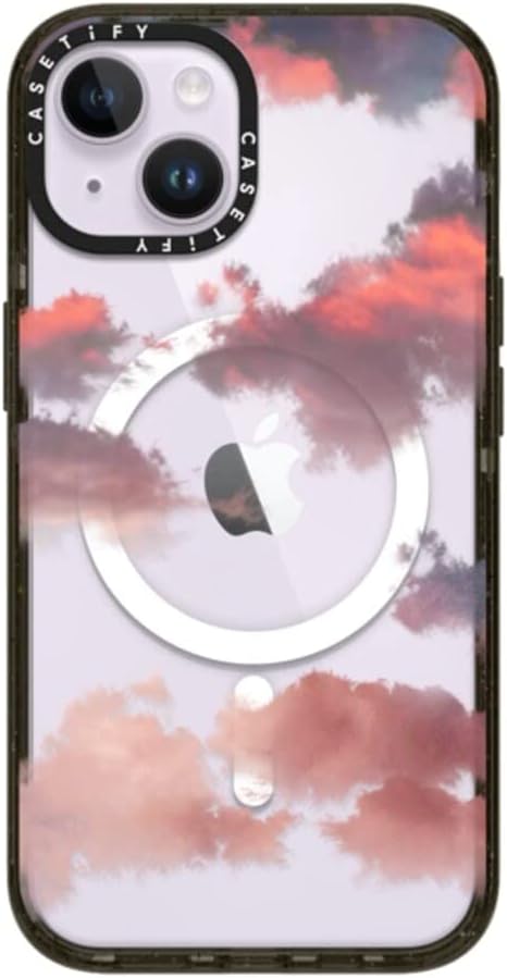 CASETiFY Impact iPhone 14 Case [4X Military Grade Drop Tested / 8.2ft Drop Protection/Compatible with Magsafe] - Clouds - Glossy Black