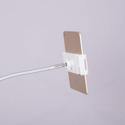Tablet Floor Stand with Flexible Gooseneck and Stable Aluminum Base Suitable for 3.5” - 10.6” Smart Phone & Tablet White