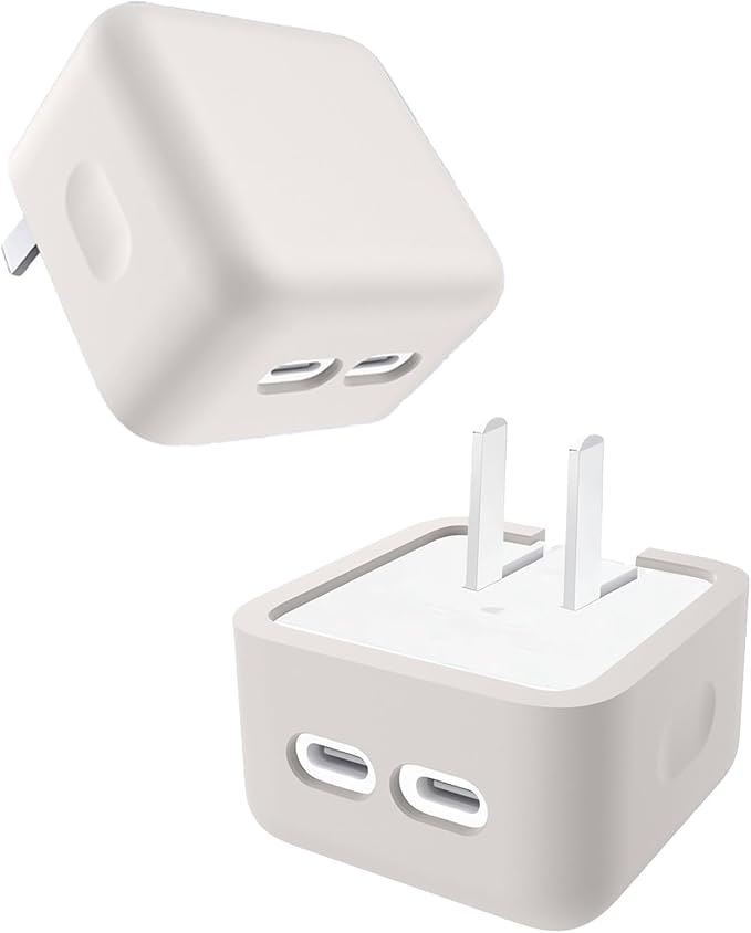 Case for Apple 35W Dual USB-C Port Compact Power Adapter, FJIASTB Kids-Friendly Soft Silicone Protective Cover, Shockproof (Gray)