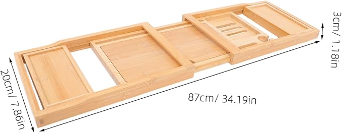 Mobestech Multi-Function Adjustable Bath Tray with Phone Holder and Sturdy Organizer for Bathtub Storage and Relaxation
