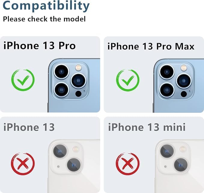 AFARER[2 Pack Camera Lens Protector for iPhone 13 Pro Max/13 Pro, Ultra-tough HD, Metal Tempered Glass Lens Cover,9H Hardness, Anti-Scratch, Case Friendly [Does not Affect Night Shots] (Blue)