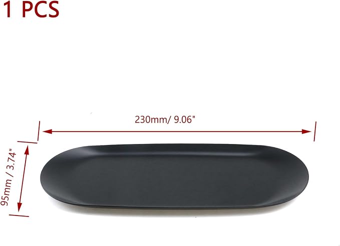 KUMGROT Candle Plate Stainless Steel Candle Tray Candle Holder Plate Decorative Small Bathroom Sink Vanity Trays Candle Dish for Jewelry Candle Trimmer (9 Inch Black)