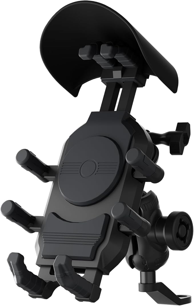 Motorcycle Rearview Mirror Phone Holder, 8-Claw Heavy Duty Thick Phone Mount Compatible with iPhone 15/14/13 Pro Max, Samsung Galaxy S23/S22 Ultra, Gopro Camera