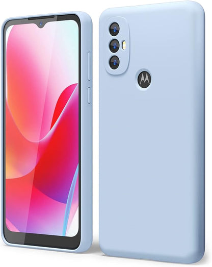 oakxco for Motorola Moto G Power 2022 Phone Case/Moto G Play 2023 Phone Case Liquid Silicone, Thin Slim Soft Rubber Gel TPU Plain Simple Cover for Women, Matte Solid Color,Light Blue