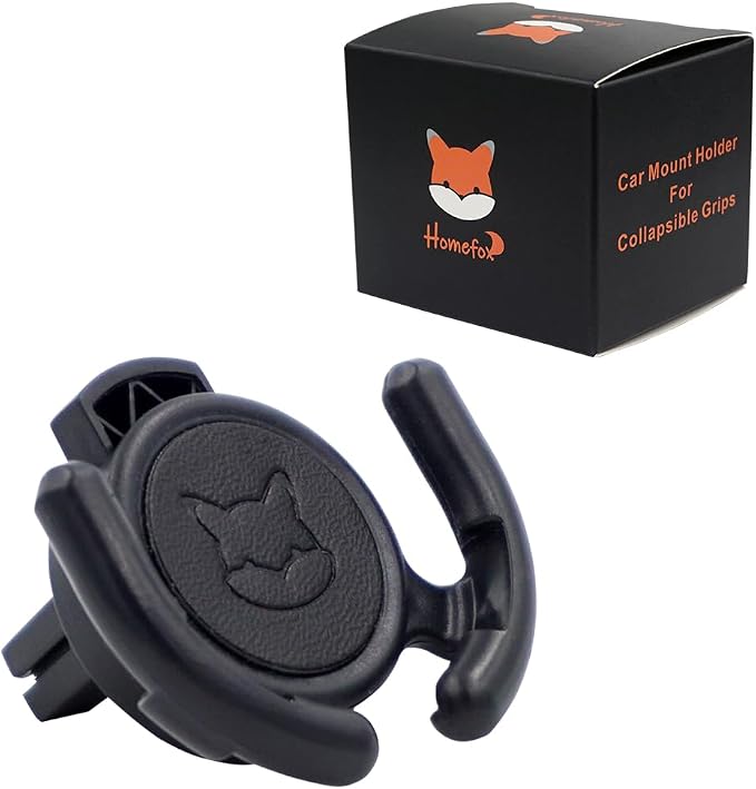 Car Vent Mount Holder 2 Pack - Compatible with Popsocket - Black Leather Car Mount Made for Pop Socket Grips Collapsible Phone Holder for PopMount - with Clip for Horizontal Air Vent ONLY