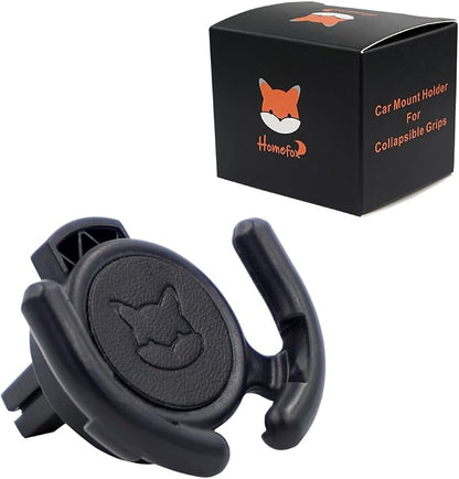 Car Vent Mount Holder 2 Pack - Compatible with Popsocket - Black Leather Car Mount Made for Pop Socket Grips Collapsible Phone Holder for PopMount - with Clip for Horizontal Air Vent ONLY