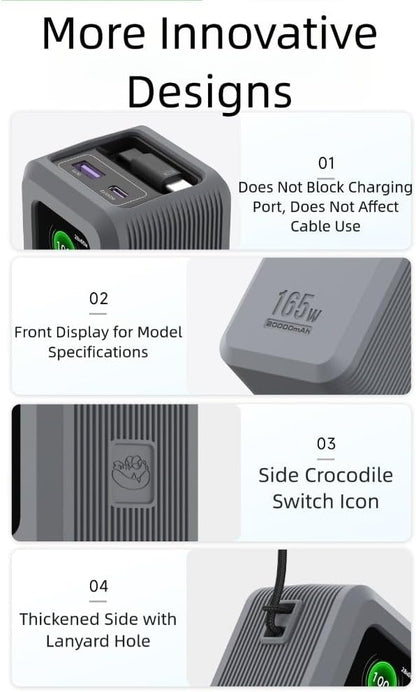 Silicone Protective Cover for UGREEN Nexode Power Bank 20000mAh 165W, Designed to Fit Perfectly While Offering Display Protection and Unhindered Port Access (Black)