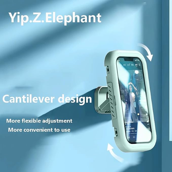 Shower Phone Holder Waterproof - 360° Bathroom Wall Phone Mount Stand Water Proof Anti Fog Case, Suitable for Phones Under 7 inches (First Generation Green)