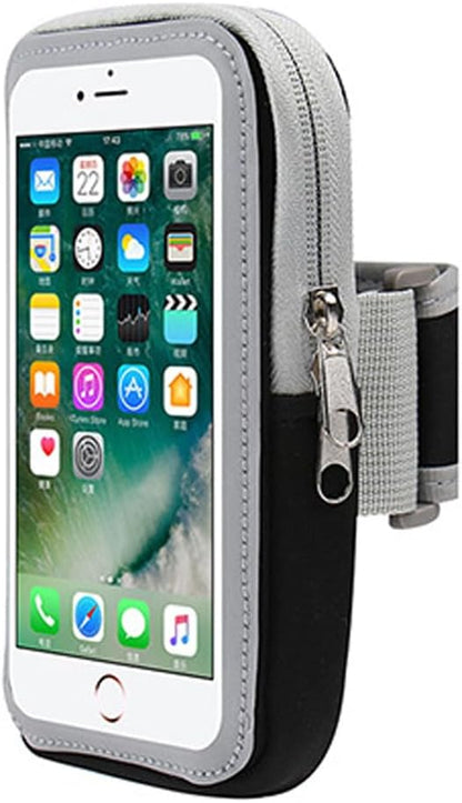 Sport Running Armband Cell Phone Holder for iPhone 16 15 14 Plus, 13 12 11 Pro Max Samsung Galaxy A15 S24 S23 S22 Plus S21 S20 FE Google Pixel 7a 8a 9 Pro Phone Arm Band Case Pouch Sleeve Bag (Black)