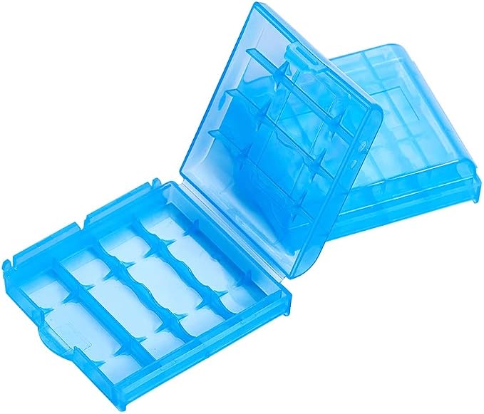 Heyiarbeit 4 x AA/AAA Battery Storage Case Holder Organizer Box Blue 2Pcs
