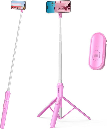 UBeesize 62'' Magnetic Selfie Stick Phone Tripod with Wireless Remote, Extendable Cell Phone Tripod Stand, Compatible with MagSafe, Cellphone Tripod for iPhone 17 16 15 14 13 12 Android Phones Pink