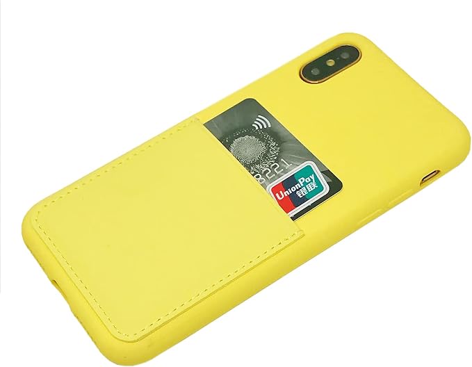 Ultra Slim Liquid Silicone Case Compatible for iPhone Xs/X 10(5.8 inch) with Card Holder Slot Ultra-Slim Thin Soft Wallet Cover Compatible for iPhone XS/X/11 with Screen Protector(Yellow)
