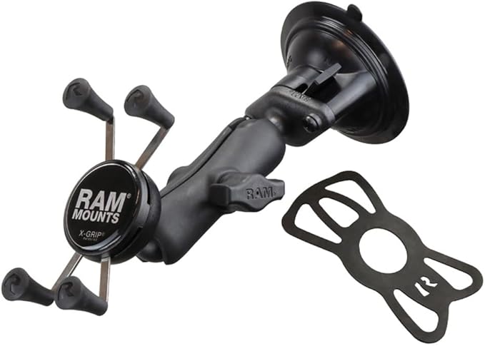 RAM Mounts X-Grip Phone Mount with Twist-Lock Suction Cup Base RAP-B-166-UN7U with Medium Arm for Vehicle Windshields