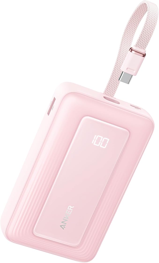 Anker Zolo Power Bank, 20,000mAh 45W Max Fast Portable Charger with Built-in USB-C Cable, USB C&A, 40W Battery Pack for iPhone 17 Series, MacBook, Samsung, and More (Charger Not Included)