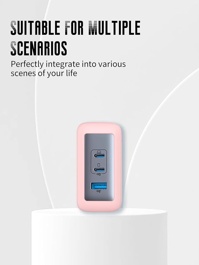 Case for Anker Nano 100W USB-C Charger (Model: A2145), Kids-Friendly Soft Silicone Protective Cover, Shockproof, Waterproof (Pink)