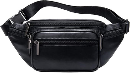 Hebetag Leather Fanny Pack Waist Bag for Men Women Travel Hiking Running Hip Bum Belt Slim Cell Phone Purse Wallet Pouch