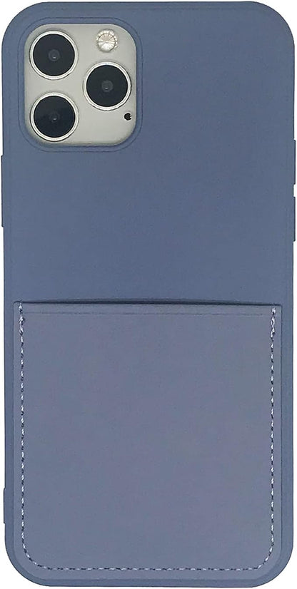 Ultra Slim Liquid Silicon Gel Case Compatible with iPhone 12,for iPhone 12 Pro 6.1 inch 2020 with Card Holder Sleeves Slot Anti-Scratch Shockproof Wallet Cover with Screen Protector (Lavender Gray)