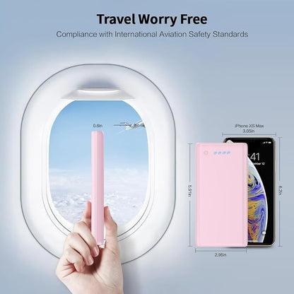 Portable Charger Power Bank 25,800mAh,Ultra-High Capacity Fast Phone Charging with Intelligent Smart IC,2 USB Port External Cell Phone Battery Pack Compatible with iPhone 17 16 15,Samsung,Android-Pink
