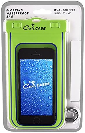 CaliCase Universal Waterproof Floating Phone Pouch - Premium IPX8 Waterproof Floating Phone Case with Lanyard for iPhone and Android - Yellow Glow in Dark