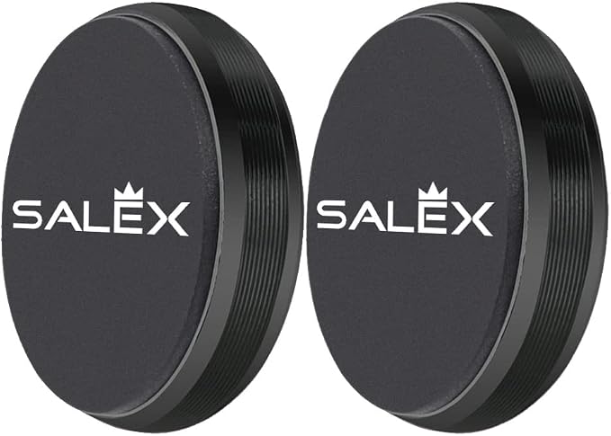 Magnetic Phone Mounts 2 Pack with 3M Adhesive. Black Flat Cell Phone Holder for Car Dashboard, Truck, Wall, Mirror, Table. Universal Low Profile Stick on Magnet Set for Tablet Smartphone, Mobile