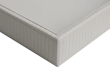 HofferRuffer Faux Leather Vanity Tray, Elegant Desktop Storage Organizer, Decorative Catchall for Perfume, Bathroom Valet, Nightstand or Dresser, 10.2 x 8.4 x 1.8 inches (Grey Stripe)