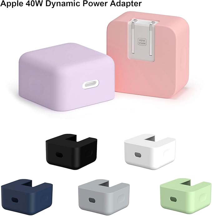Soft Silicone Charger Case Compatible with Apple 40W Dynamic Power Adapter (60W Max) for iPhone Series & MacBook Air 13.6/15 M5 A3448 A3449, Shockproof Anti‑Scratch Protective Cover, Navy Blue