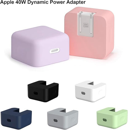 Soft Silicone Charger Case Compatible with Apple 40W Dynamic Power Adapter (60W Max) for iPhone Series & MacBook Air 13.6/15 M5 A3448 A3449, Shockproof Anti‑Scratch Protective Cover, Navy Blue