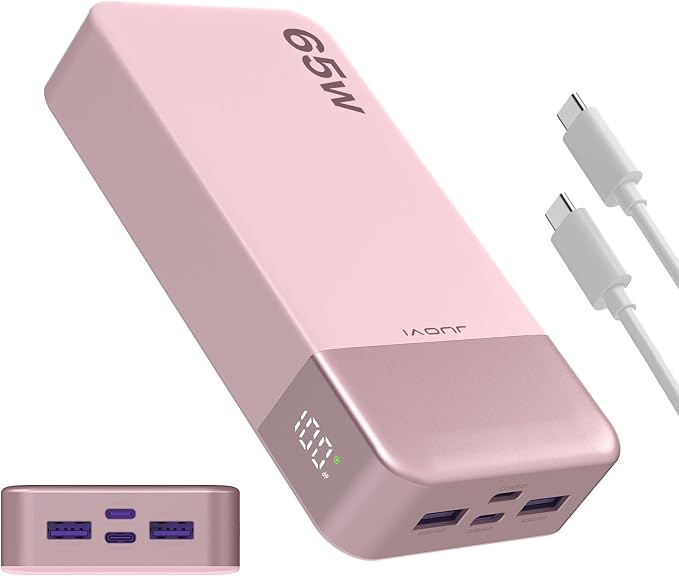 Portable Charger 65W Power Bank 20000mAh Compact USB C Laptop Power Bank Fast Charging Battery Pack for Laptop MacBook Dell XPS iPad Tablet Steam Deck iPhone 17/16/15/14 Series Samsung and More