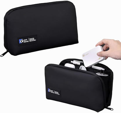 Tech Pouch,Travel Cord Rrganizer Case,Waterproofing Data Cable Storage Bag，9inches*5inches,For Charger, Cables, USB Drive,Phone,Power Bank,Memory Card(Black)