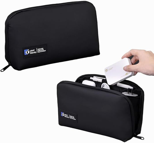 Tech Pouch,Travel Cord Rrganizer Case,Waterproofing Data Cable Storage Bag，9inches*5inches,For Charger, Cables, USB Drive,Phone,Power Bank,Memory Card(Black)