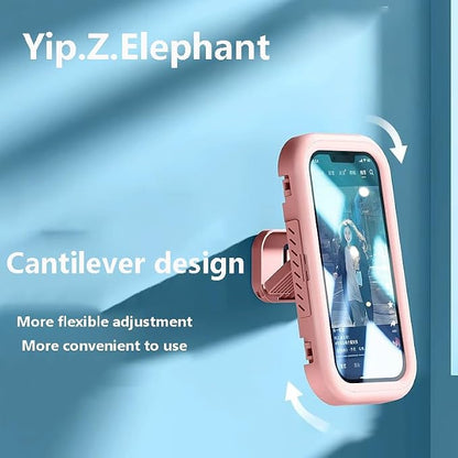 Shower Phone Holder Waterproof - 360° Bathroom Wall Phone Mount Stand Water Proof Anti Fog Case, Suitable for Phones Under 7 inches(First Generation Pink)