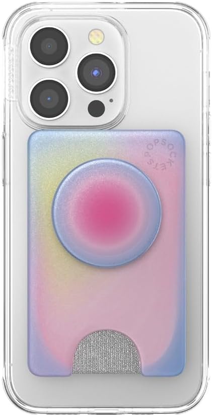PopSockets Adhesive Phone Wallet and Card Holder with Grip, Purple - Aura