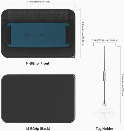 Sinjimoru for 3 in 1 MagSafe Wallet 2600g Magnetic Strength Phone Grip with Stretchy Fabric Secure Flap Anti-Drop Tag Holder for iPhone 16 15 14 13 12 M-BGRIP Teal