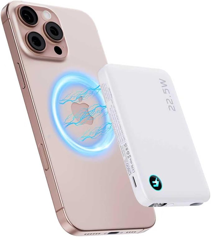 2026 Updated M3 Ultra Slim 0.4'' Wireless Power Bank, 10000mAh Magnetic Portable Charger with Built in Cable and Strap, LED Battery Pack Travel Essentials for iPhone 17/16/15/14/13/12/Pro Max Andriod