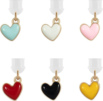 Heart Shape Dust Plug Charms, 6PCS Alloy Enamel Anti-Dust Decorative Port Covers Compatible with Type-C Devices, Multi-Color Protective Phone Accessories Gift Set