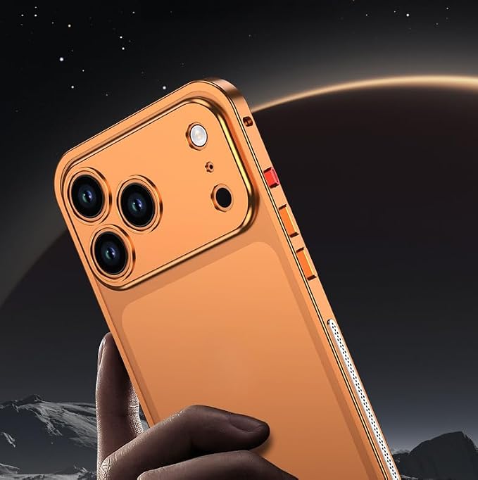 Thin Metal Frame Heat Dissipation Case with Lens Protector Slim Hard Titanium Shockproof for iPhone 17/16/15/14 /13 (White,for iPhone17 Pro Max)