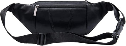 Hebetag Leather Fanny Pack Waist Bag for Men Women Travel Hiking Running Hip Bum Belt Slim Cell Phone Purse Wallet Pouch