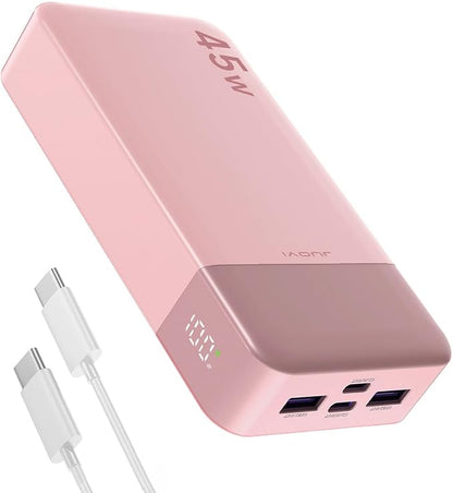 J2621 Power Bank Portable Charger 20000mAh 45W, PD3.0 QC 4.0 Fast Charging Battery Pack with LED Display,2 USB-C,2 USB-A for iPhone 15 16, MacBook