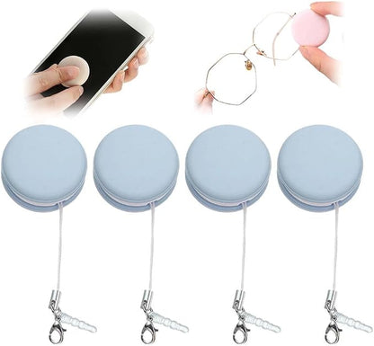 Yilia Macaron Phone Screen Cleaner, Cute Macaron Design Mobile Phone Screen Cleaner, Washable Dedusting Tool for Eyeglasses and Cell Phones (Blue, 4pcs)
