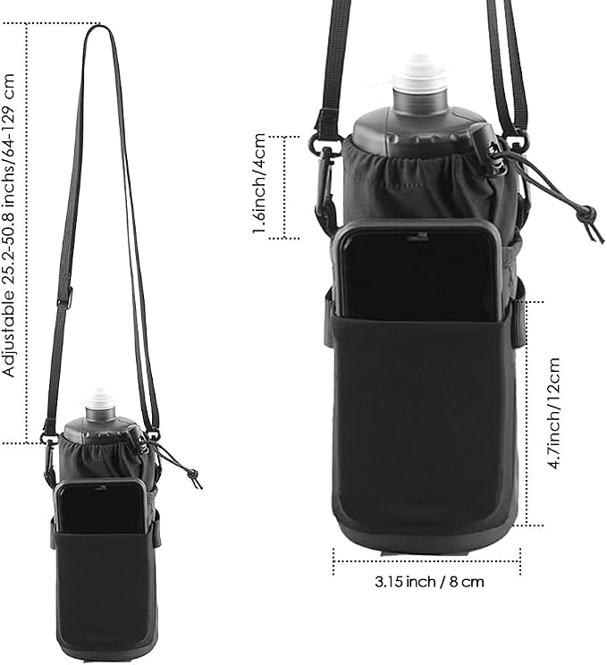 WOTOW Bike Water Bottle Holder- Insulated Bicycle Cup Holder with Shoulder Strap, Bike Drink Holder with Phone Storage for Adult Kids, Handlebar Cycling Water Bottle Cage for Mountain Touring