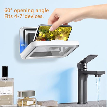 Bathroom Waterproof and Anti Fog Phone case with 360 Degree Rotation (White)