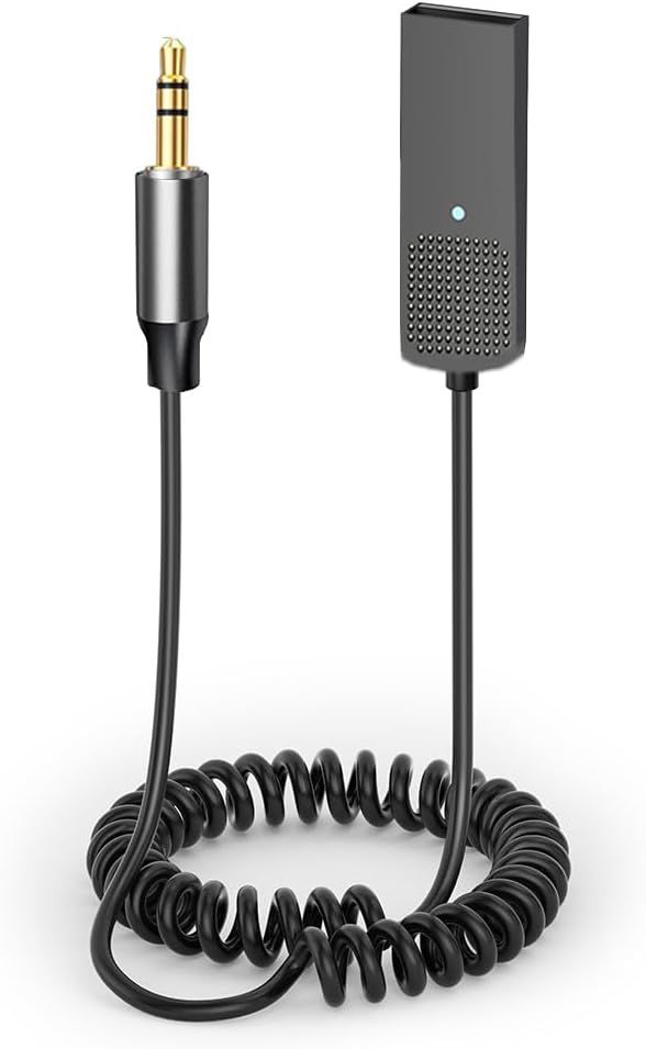 Aux Bluetooth Adapter 5.3 with Built-in Microphone Bluetooth Receiver USB-3.5mm Wireless Car Kit Auxiliary Incoming Hands-Free Calls Compatible with Car Speaker and Home Audio(T07) ﻿