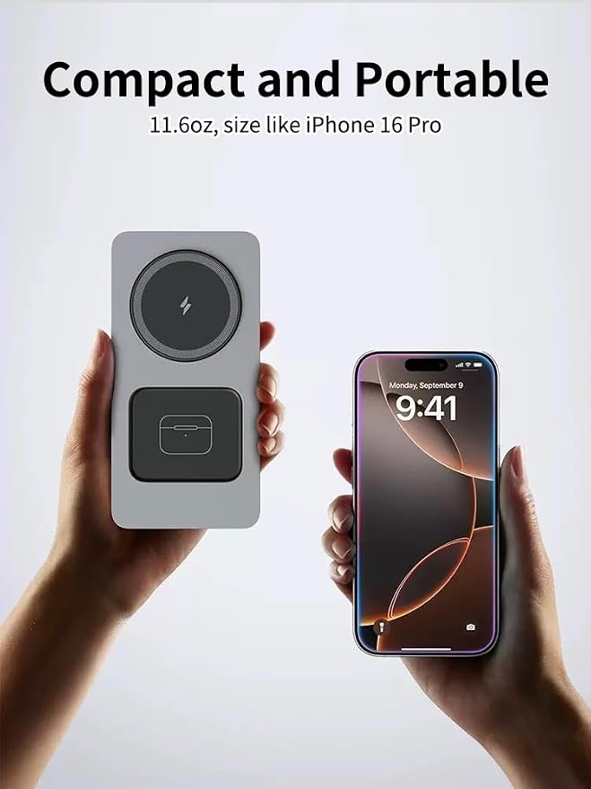 3 in 1 Wireless Charging Station for iPhone 17 16 15 14 13 12, Apple Watch 10 9 8 7 6 5 4 3 2 SE Ultra, AirPods 4 3 2 Pro, 15W Fast Charger Stand (Gray)