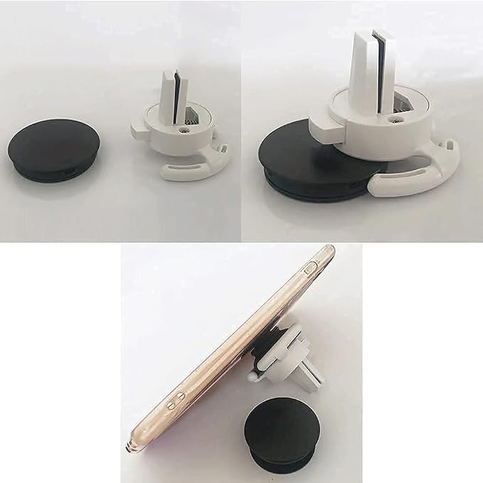 Car Vent Mount Holder 2 Pack - Compatible with Popsocket - Car Mount made for Pop Socket Grips Collapsible Phone Holder for Pop Mount with Secure AC Vent Clip, Horizontal Air Vent ONLY (White)