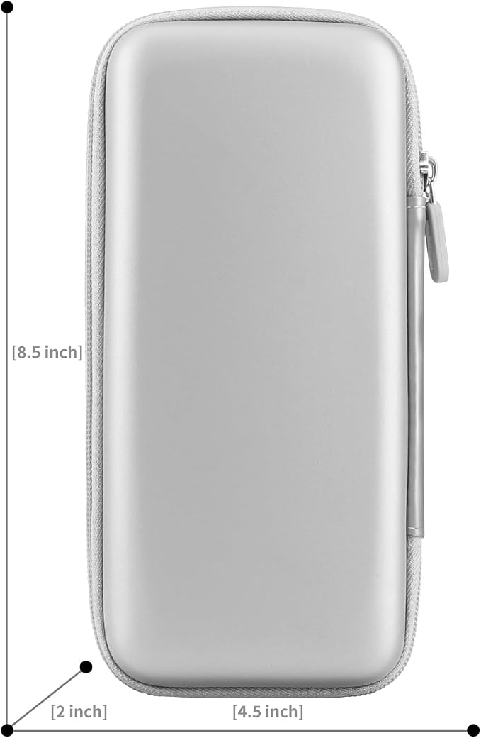 iMangoo Travel Essential Electronics Organizer Pouch Charger Case Shockproof Dual Zipper Power Bank Cables Tech Accessories Purse, Men & Women Travel Must Have Storage Bag, 8.5x4.5x2 inch Silver